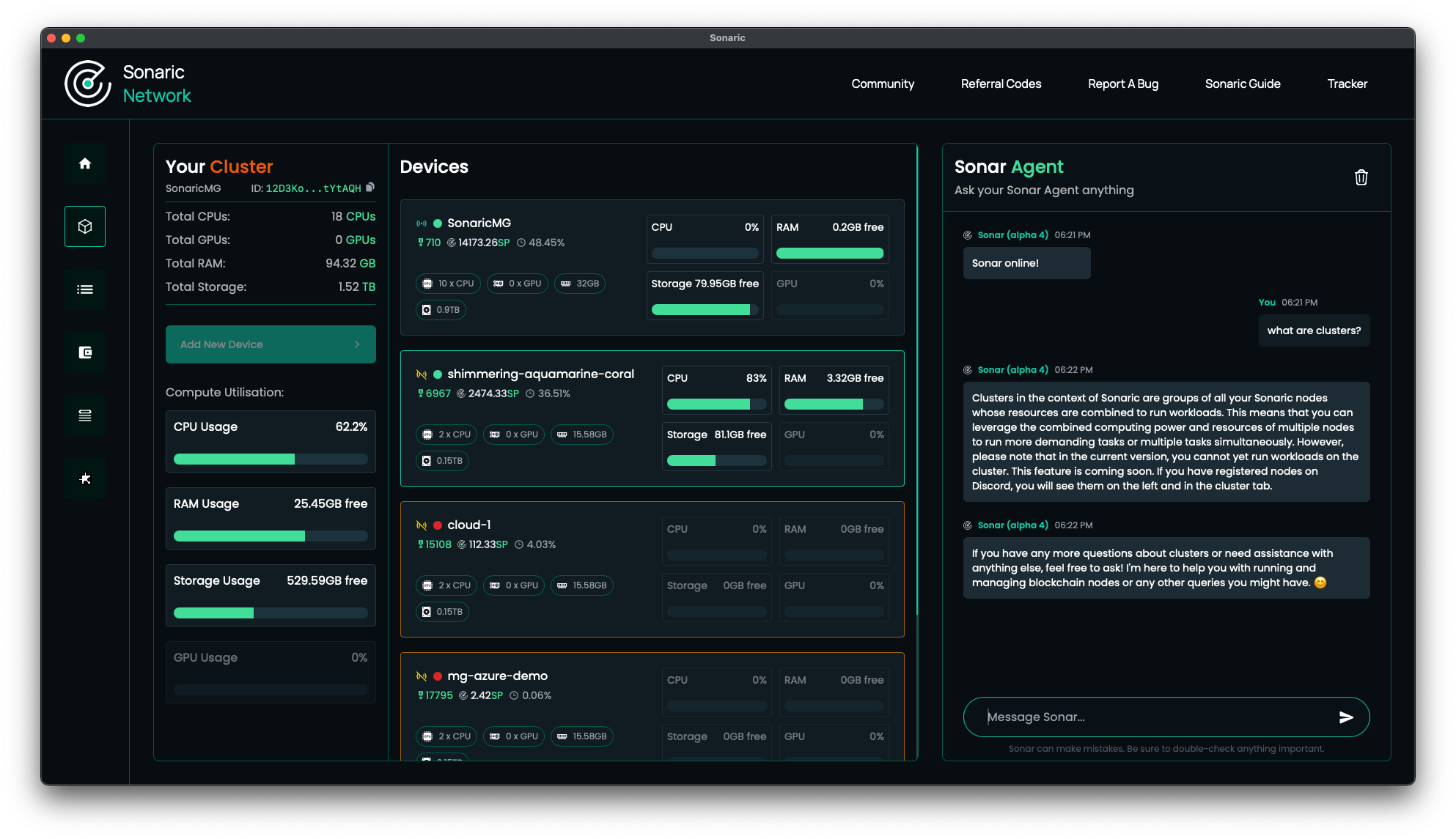 Sonaric Cluster Management